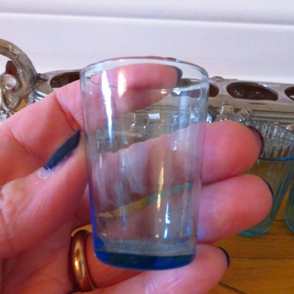 Vintage French aperitif liquor shot glasses and Louis XV Rococo style caddy drin - Picture 6 of 9